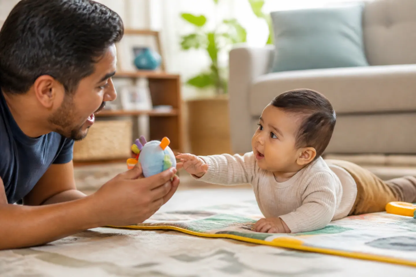 Hitos del bebé a los 4 meses: movimiento, comunicación y juego